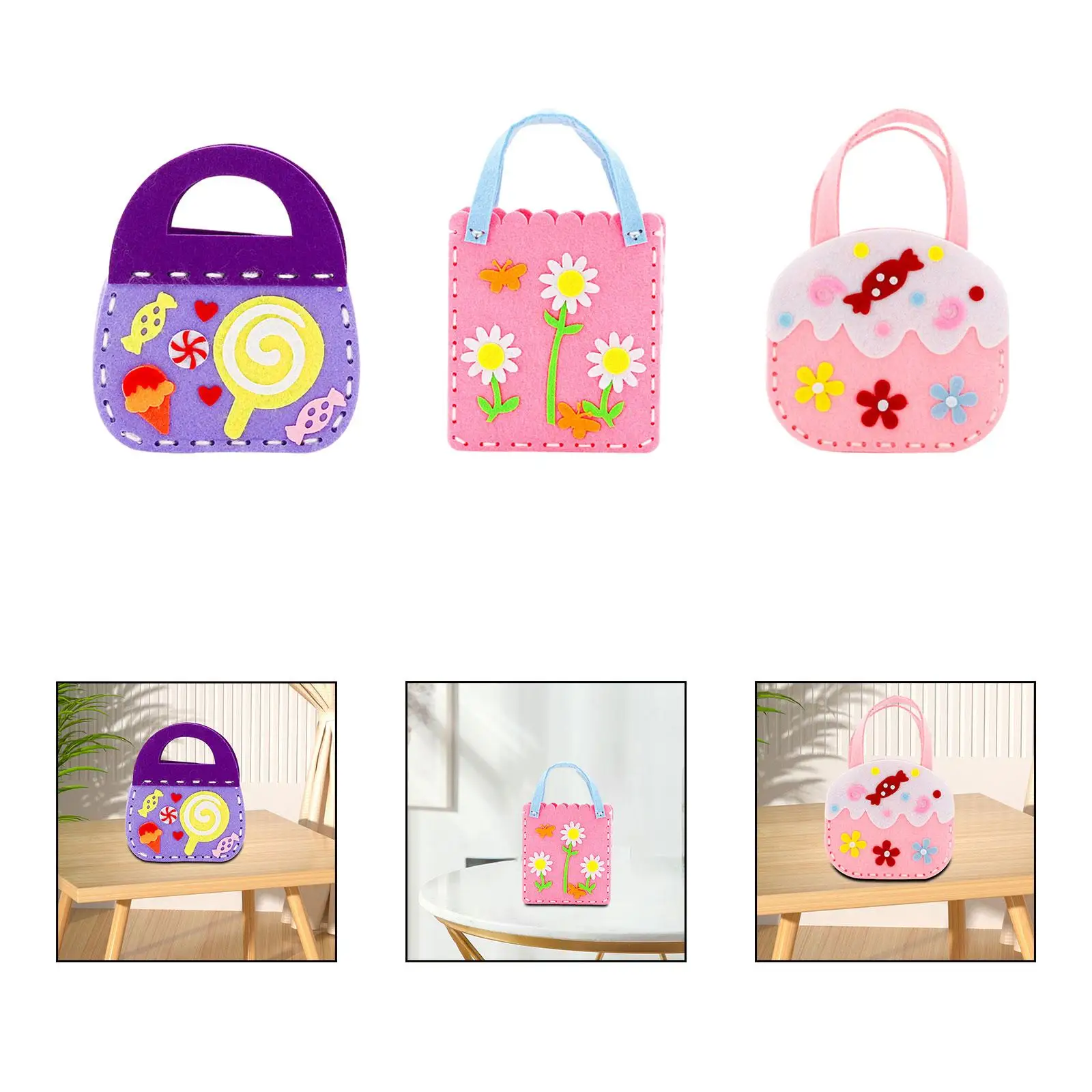 Kids Non Woven Bag Sewing Kit Girl Gift Party Favor Cute Handcraft Projects Learn to Sew Pouch Creative Handbag Making Set