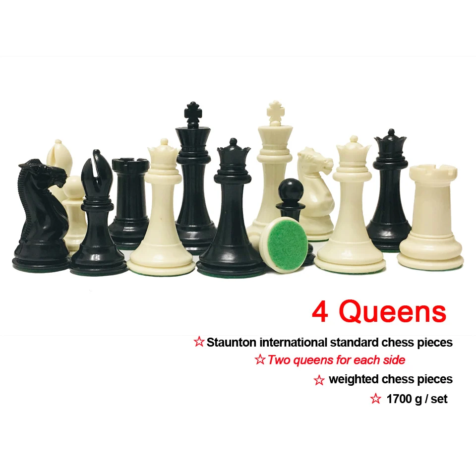 

1.7kg Weighted Chess Game 4 Queens Chess Set King Height 108mm Staunton International Standard Chess Pieces Table Board Game