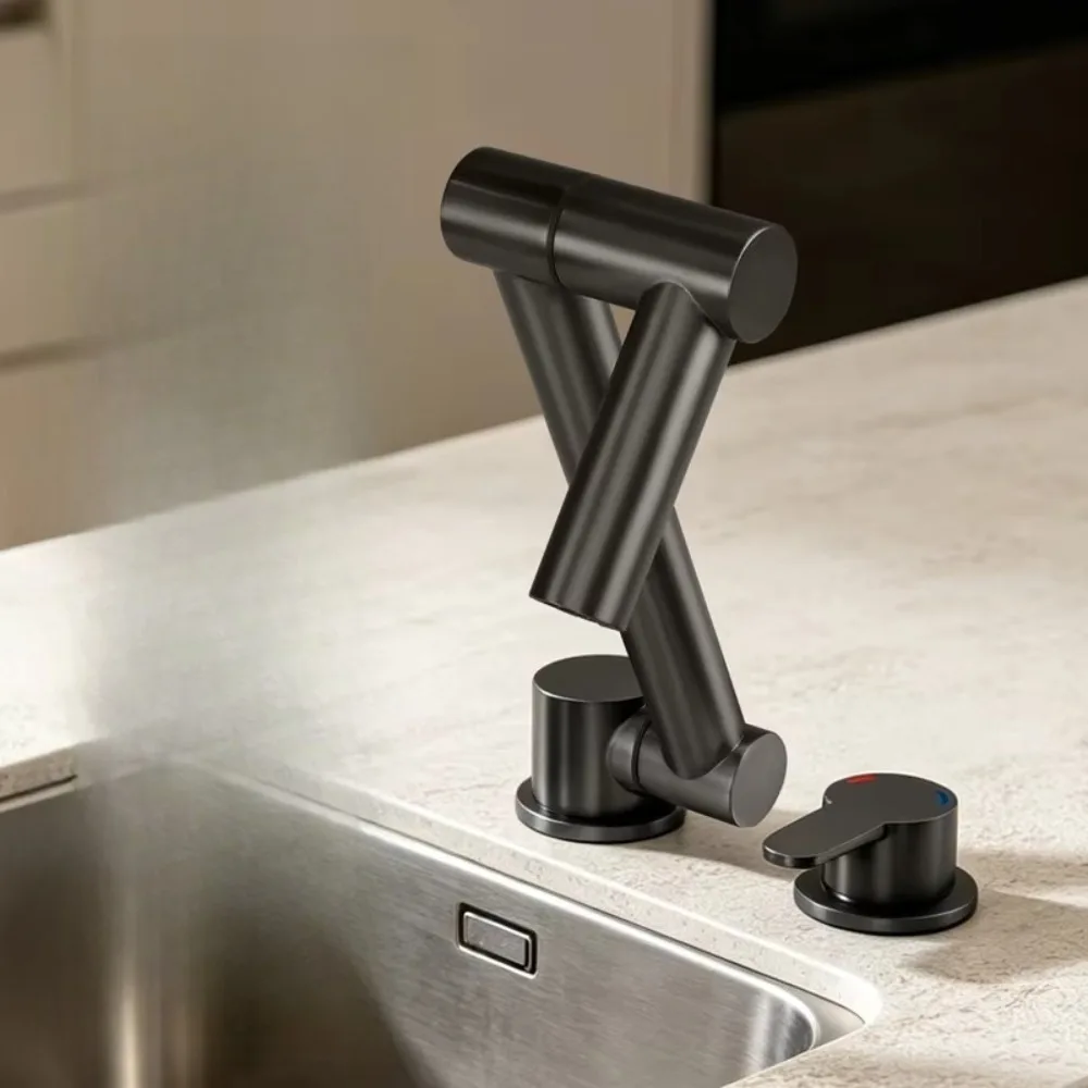 ,Single Handle Modern Stainless Steel Lightweight Foldable Hot and Cold Water Sink Faucet
