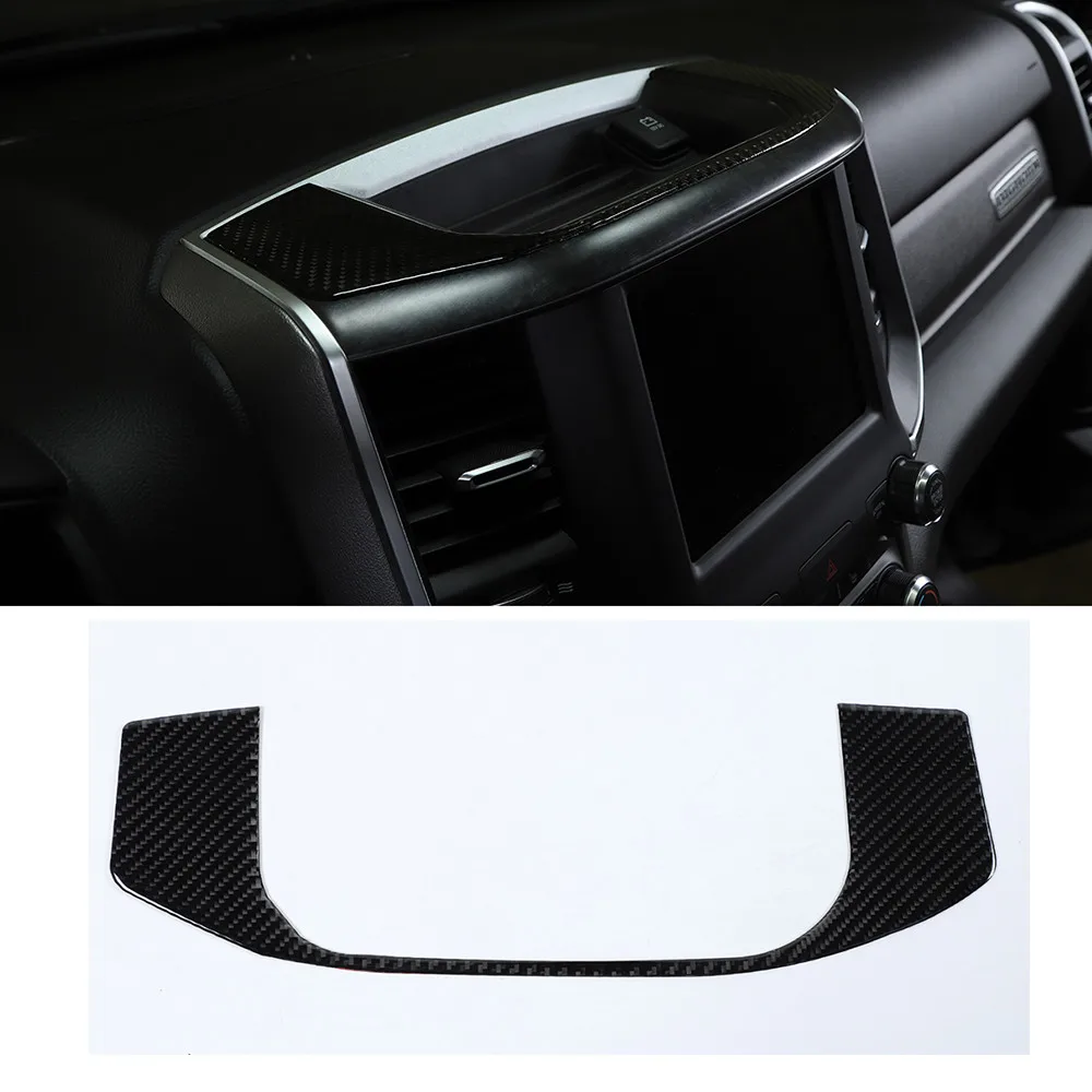 For Dodge Ram 2018+ Car Dashboard Storage Box Decoration Frame Trim Sticker Real Carbon Fiber Styling Molding