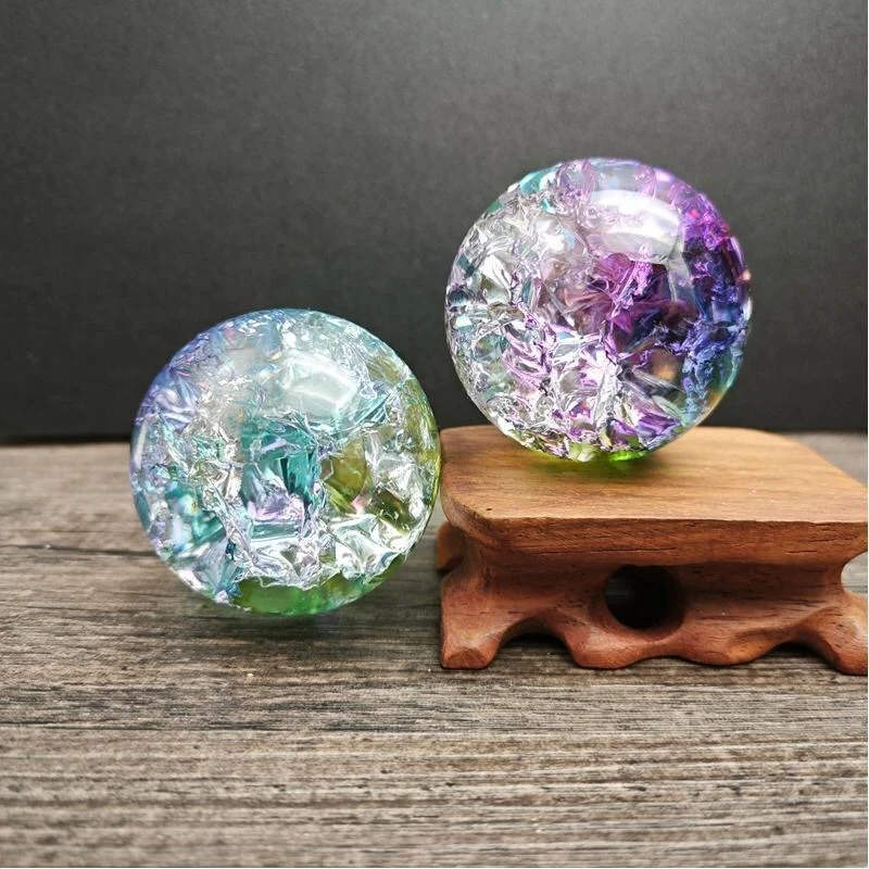 Home Decoration Crystal Ball Colorful Glass Ball Ornaments Fish Tank Rockery Decorations Accessories Classmate Birthday Gift