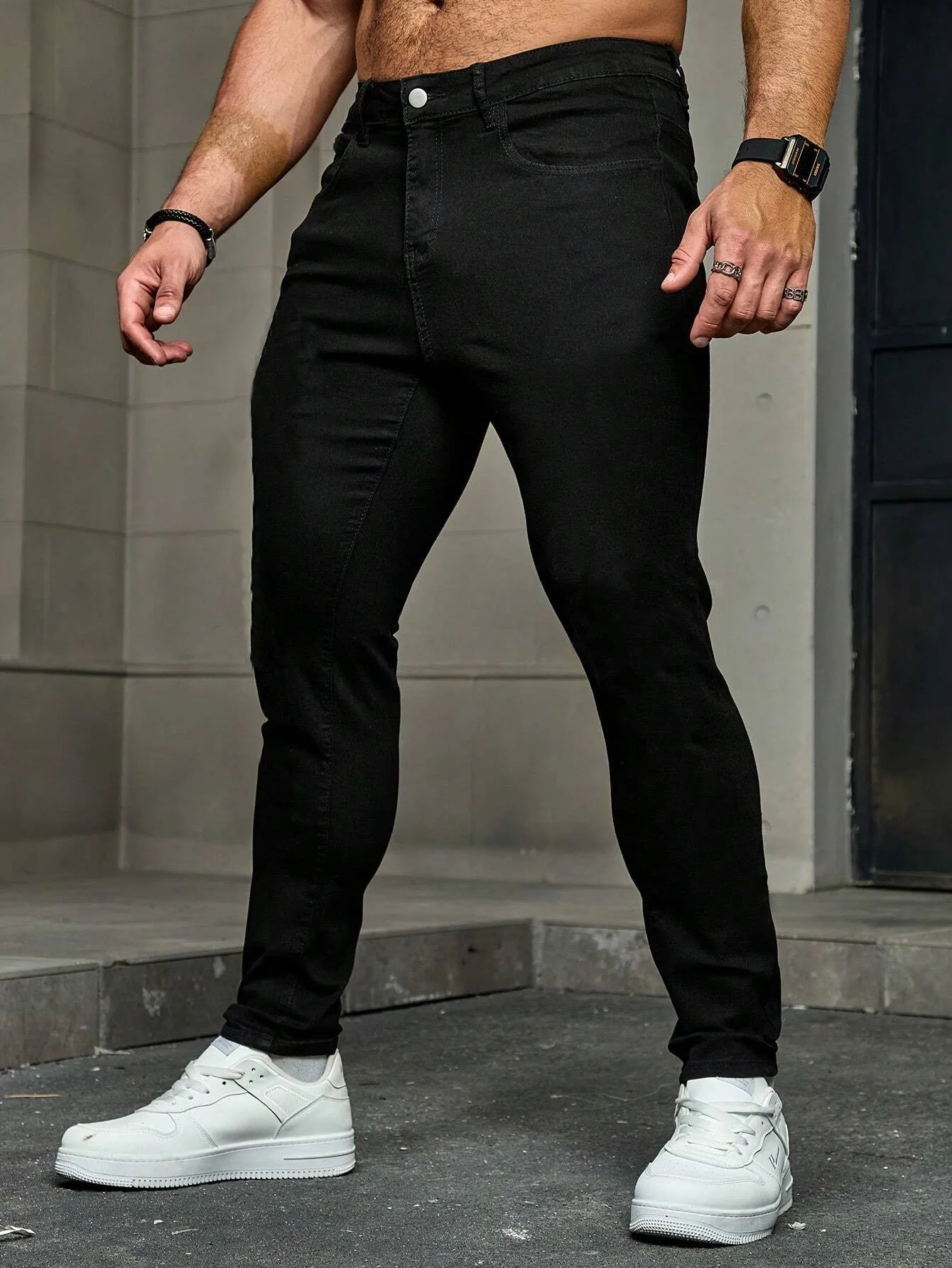 

Man's Slim Jeans Original Drip for Dating Wear. No accessories or belts included.