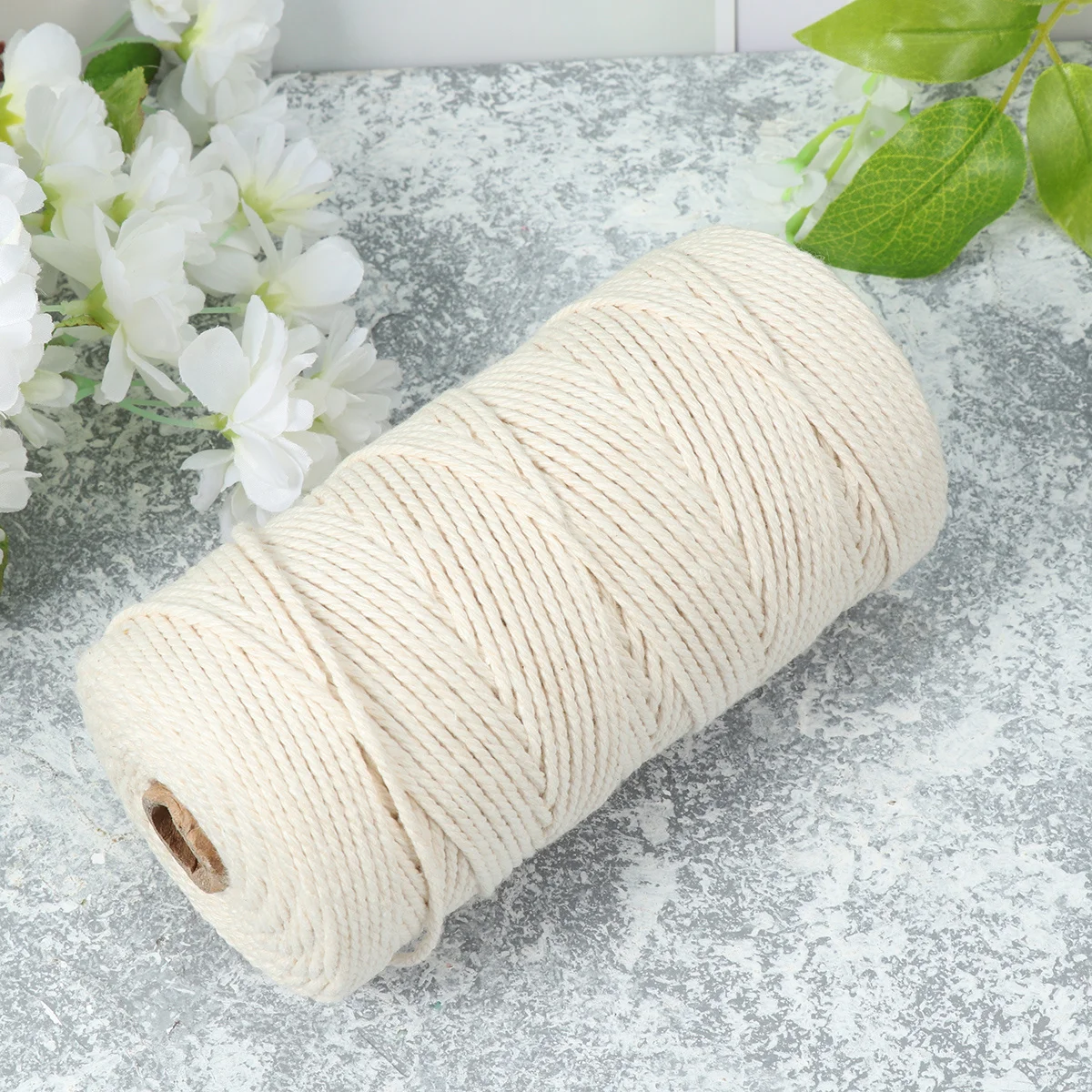 200M 3Mm Raw White Cotton Cord Premium Twist Rope for Sewing Crafting Repairing Torn Fabrics General Stitching and Decorative
