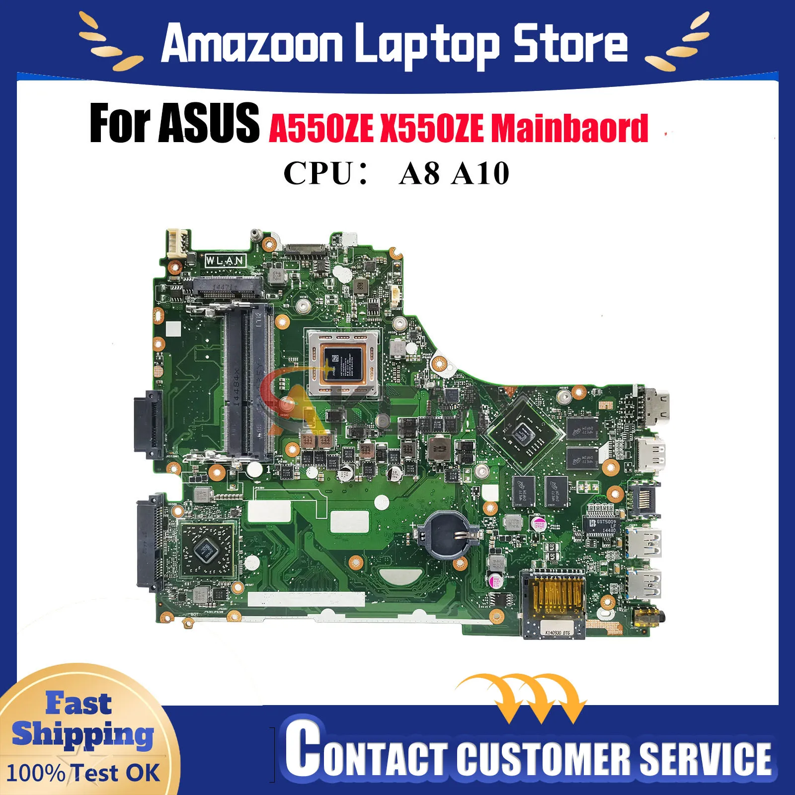 

X550ZE Материнская плата для ноутбука ASUS VivoBook A555Z F550ZE X550ZE K555Z X550Z A550ZE VM590Z K550ZE Материнская плата с процессором A8 A10 stk