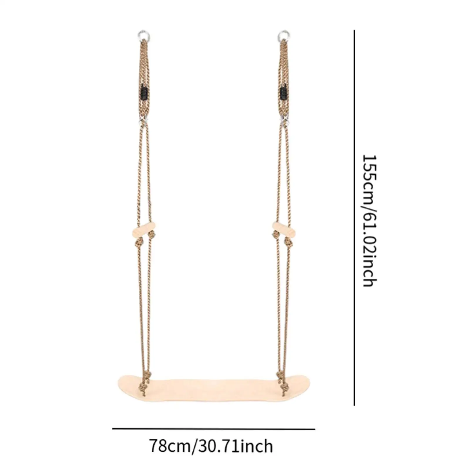Wooden Swing Seat Hanging Swings Children Toys 330lbs Capacity Playground