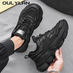 Yeni çok yönlü erkek ayakkabıları bahar eğlence koşu ayakkabıları nefes erkek hafif kalın taban artış Trendy aksak Sneaker