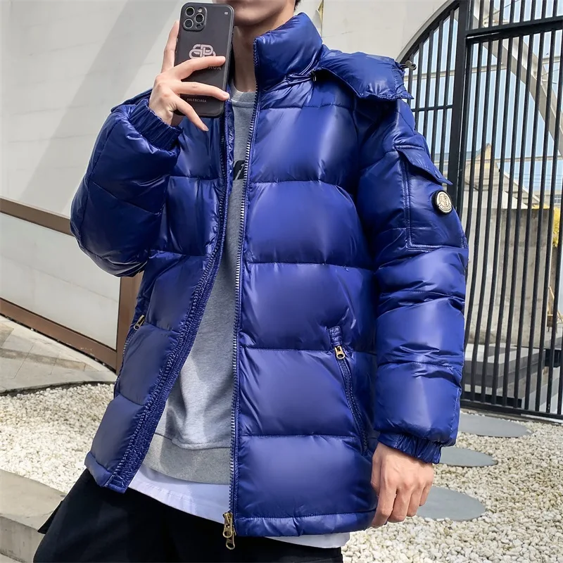 

High-End Men's down Jaet Quilted iny Surface No-Wa Hong Kong Street Sle Streetwear Trendy Outerwear Polyester Fiber