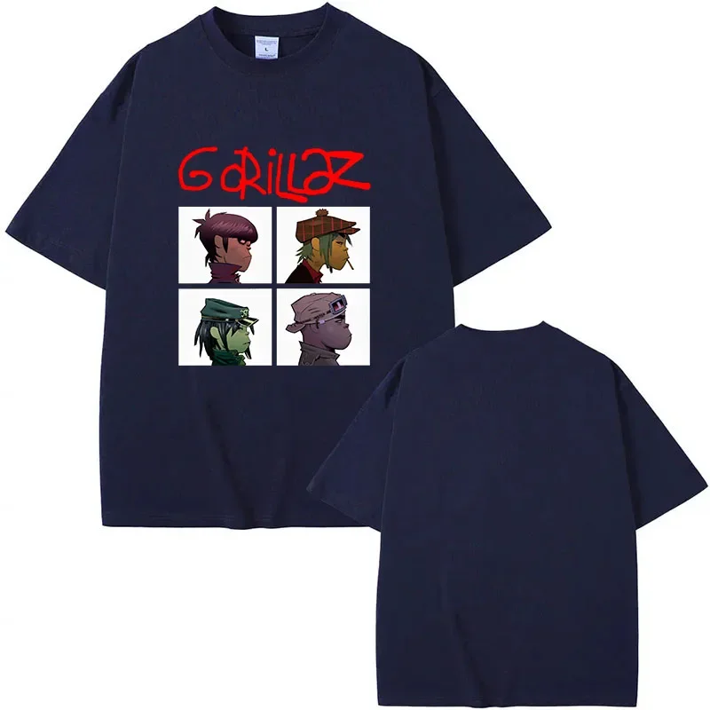 2024 Men' T-shirts Music Band Gorillazs Punk Rock Print T Shirt 90s Casual Fashion Short Sleeve Plus Size T-Shirt Unisex