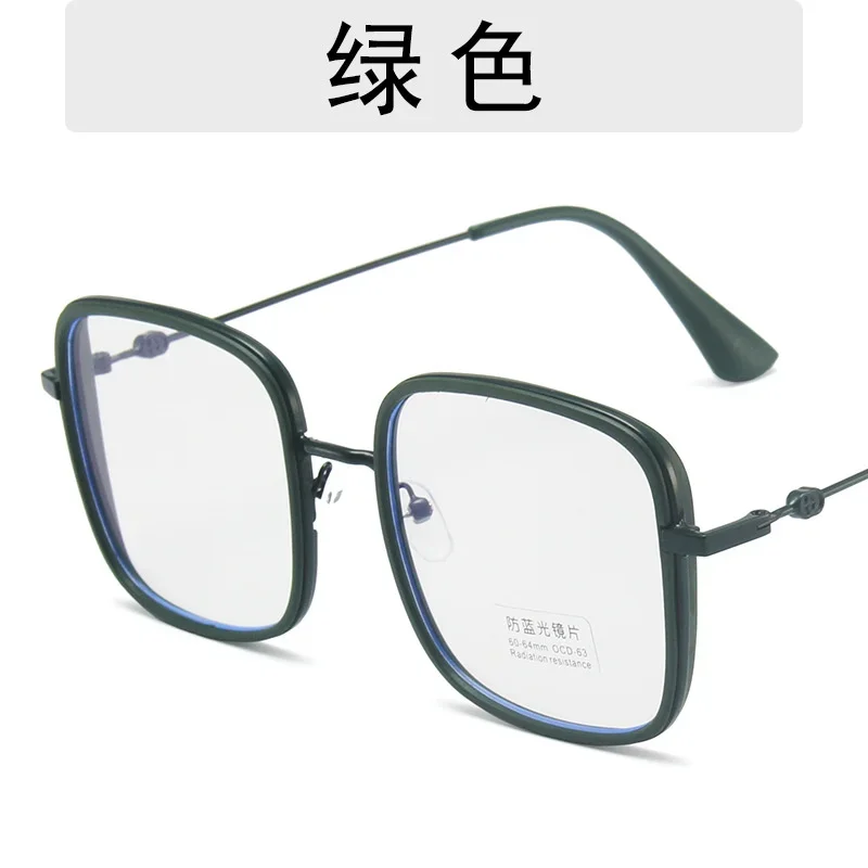 2021 ใหม่กรอบสี่เหลี่ยมเรียบง่ายขนาดใหญ่ป้องกันแสงสีฟ้าแว่นตาผู้ชายและผู้หญิงสีลูกกวาดส่วนบุคคลแว่นตาแสงแบน