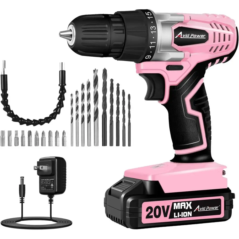 

20V MAX Lithium lon CordlDrill Set, Power Drill Kit with Battery and , 3/8-Inch KeylChuck, Variabl, 16 Position and 22pcs Bits (