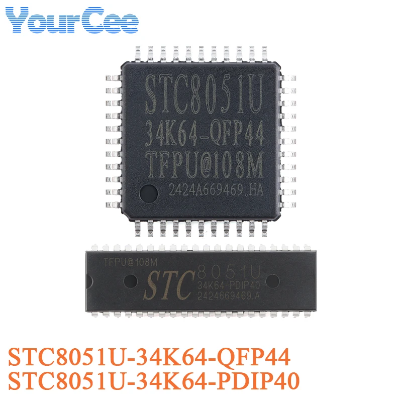 5pcs/1pc STC8051U-34K64-PDIP40 QFP44 STC8051U 8051U 8051U34K64 High Speed 32bit 8051 Core 1T Microprocessor Microcontroller Chip