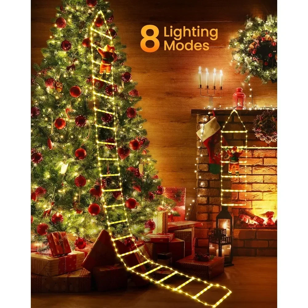 LED Christmas Lights - 10ft Christmas Decorative Ladder Lights with Santa Claus, Christmas Decorations Lights for Indoor Outdoor