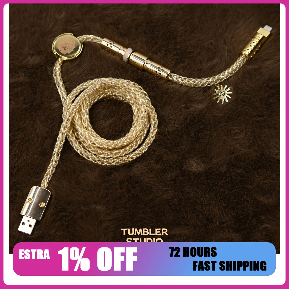 Tumbler Studio Lion King Theme Single Crystal Copper Custom Mechanical Keyboard Aviator Cable Magnetic Switch Gaming Coiled Cord