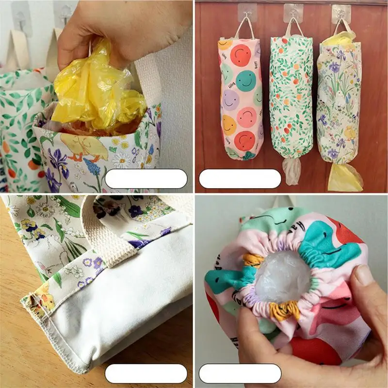 Home Grocery Bag Holder Wall Mount Hanging Storage Trash Garbage Bag Kitchen Garbage Organizer Plastic Bag Holder Dispenser