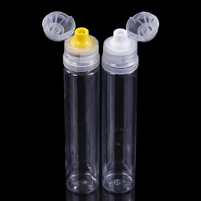 10PCS Home 130g Plastic Bottle Push Pull Replacement Caps Reusable Portable Paste Packaging Bottle White/Yellow 19.5*3cm