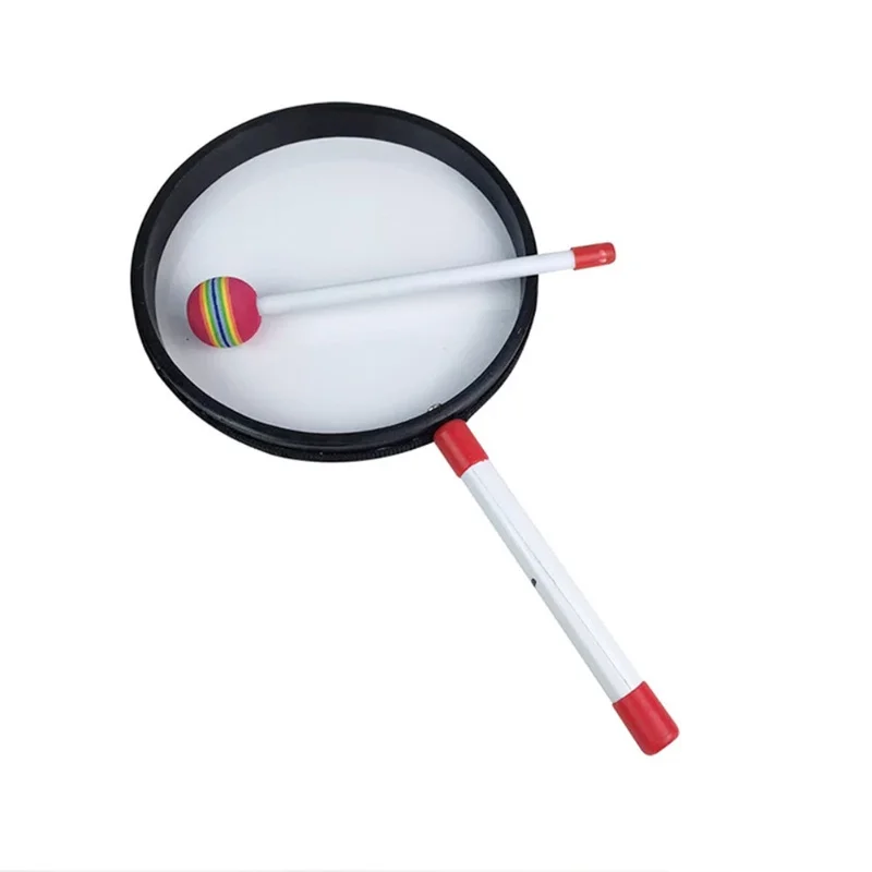 Cute Lollipop Shape Drum With Rainbow Color Mallet Music Rhythm Instruments Kids Baby Children Playing Toy Gift