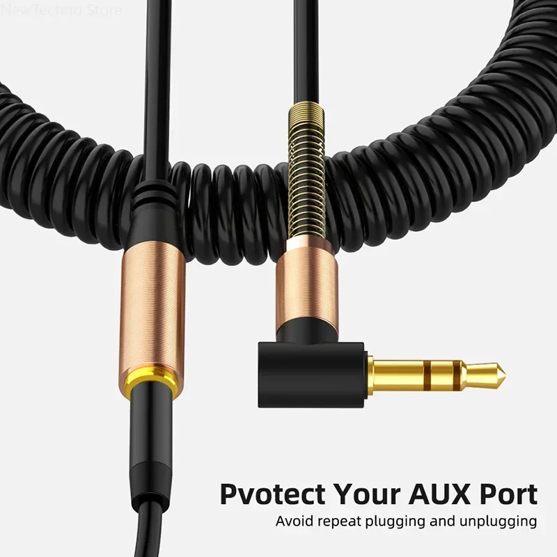 Cable de extensión de Audio auxiliar de 3,5mm, conector macho a hembra, extensor de Audio retráctil, resorte de codo