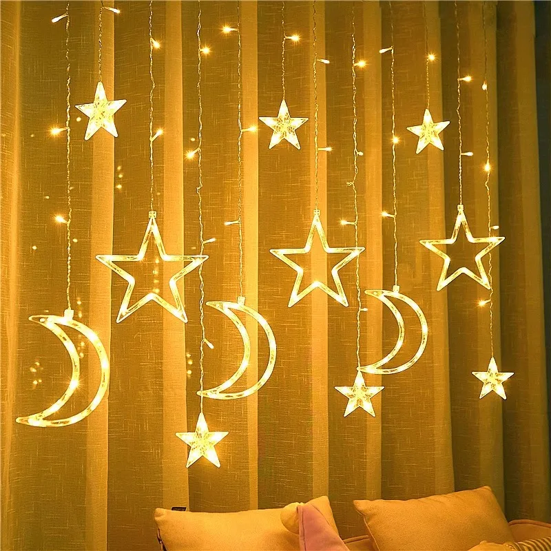Star lights colorful lights string led string birthday atmosphere room decorative outdoor camping star moon