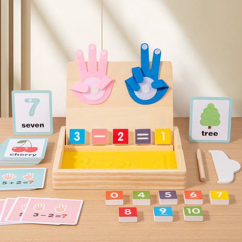 Children's 2-in-1 Sand Drawing Finger Counting Number Spelling Word Drawing Box  Montessori Teaching Aid Early Educational Toys