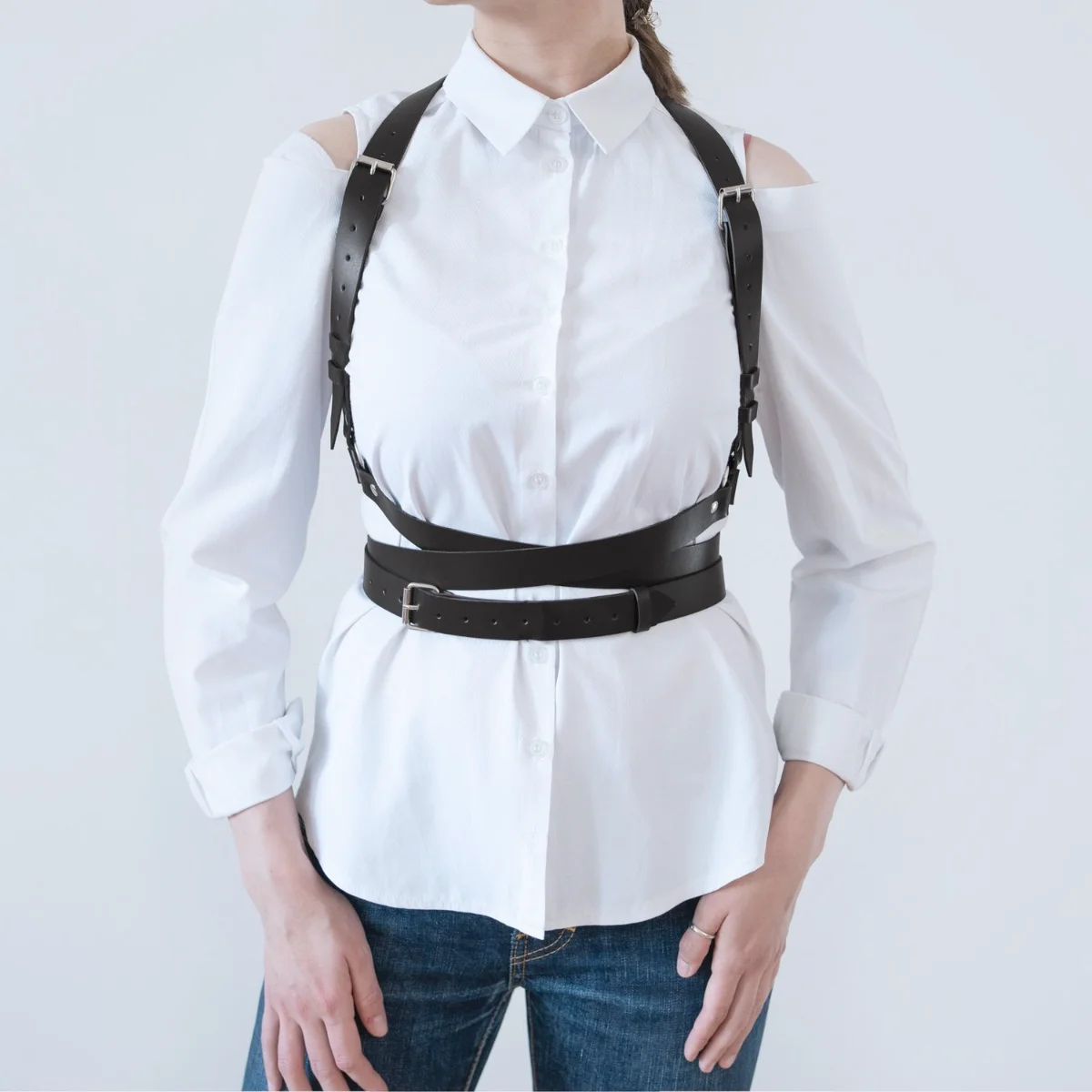 

Leather Body Harness for Women, Adjustable Straps, Punk Gothic Style, Perfect for Clubwear, Raves, Cosplay Outfits