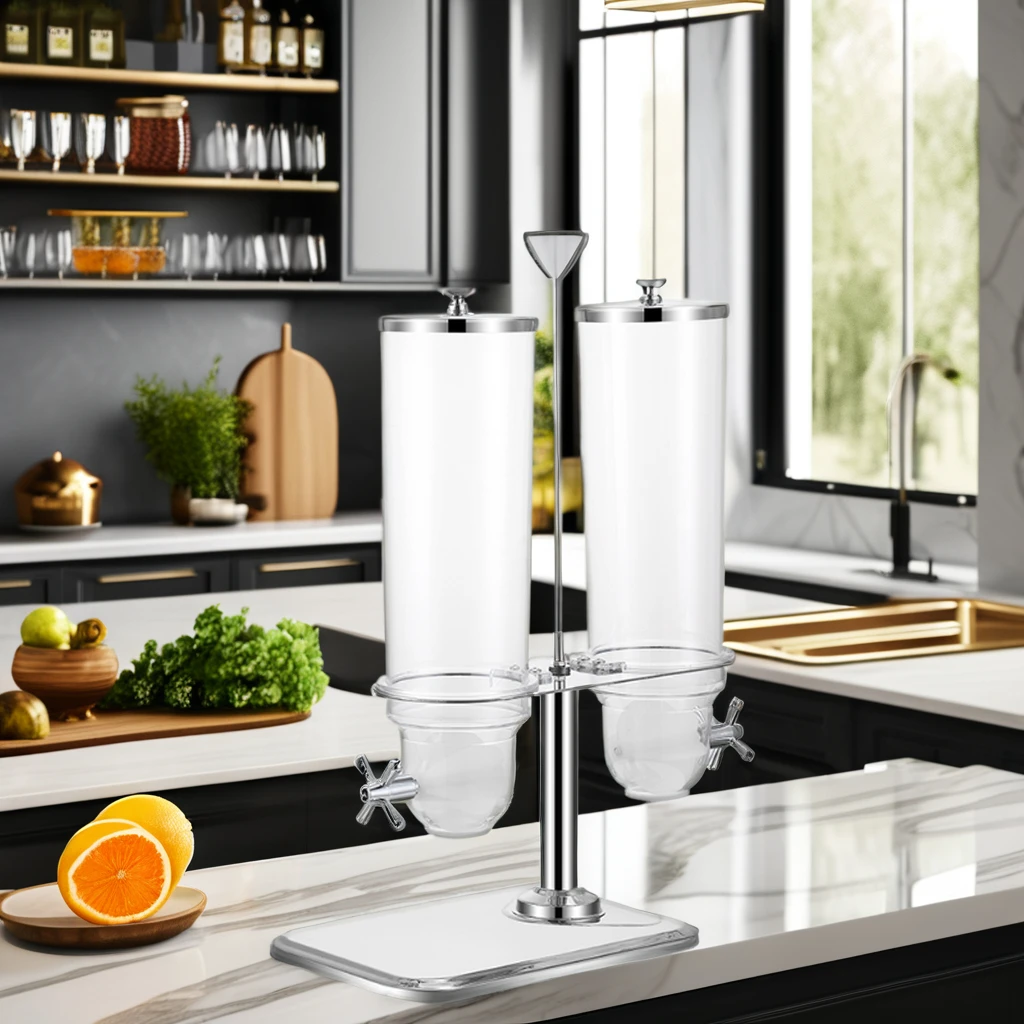 

Classic Stainless Steel Rotating Triple Cereal Dispenser With Pc Containers for Buffet Restaurant Factory Direct