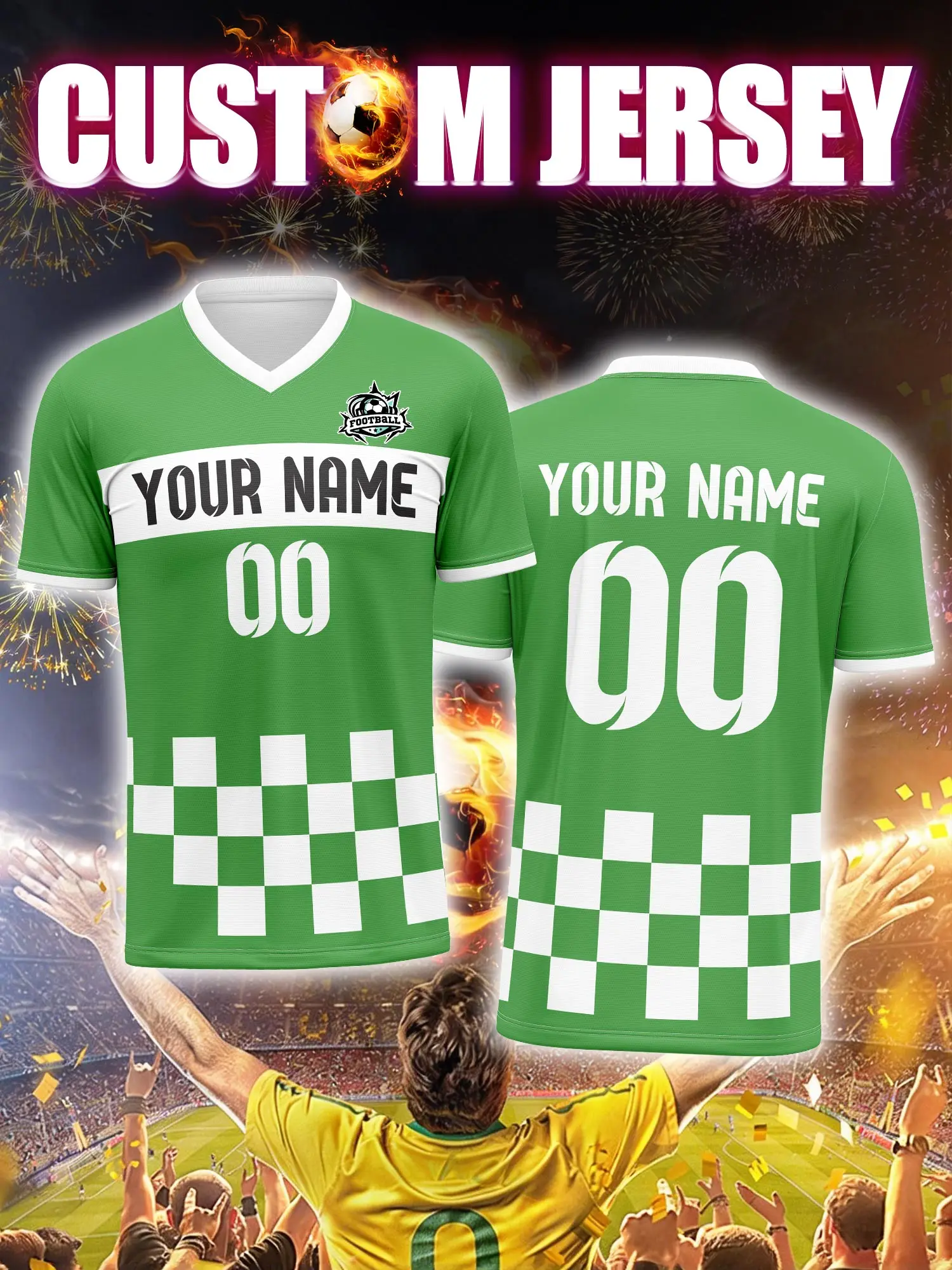 Camiseta de fútbol personalizada con imagen, número y nombre personalizados, conjunto de fútbol a juego para padres e hijos