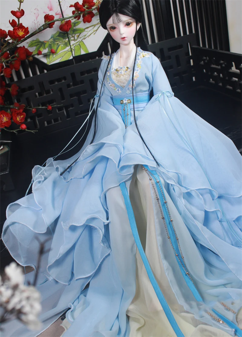 1/4 1/3 Scale  Ancient Costume BJD Clothes Chinese Hanfu Fairy Long Dress For BJD/SD MSD SD13 Big Girl Doll Accessories A1884