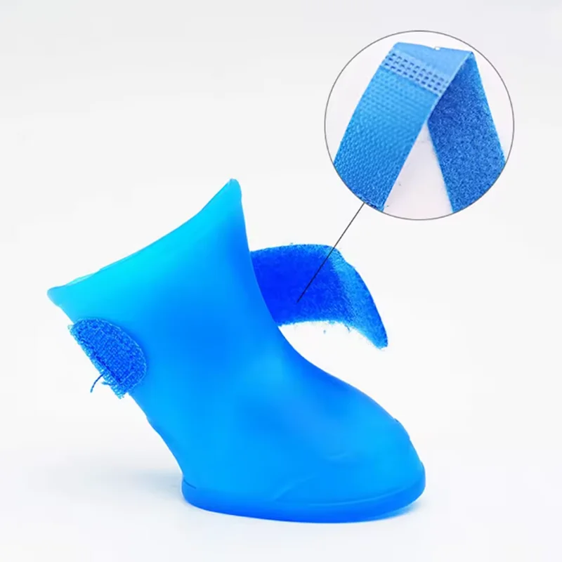 4 قطع من أحذية الكلاب المقاومة للماء من السيليكون للكلاب في الهواء الطلق، أحذية المطر خفيفة الوزن غير قابلة للانزلاق، أحذية المطر لحماية نعل الحيوانات الأليفة #3