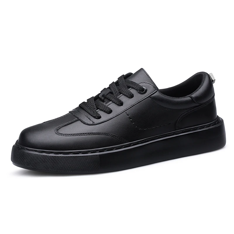 Baskets décontractées en cuir véritable pour homme, chaussures de skate à lacets pour l'extérieur_voghion.com