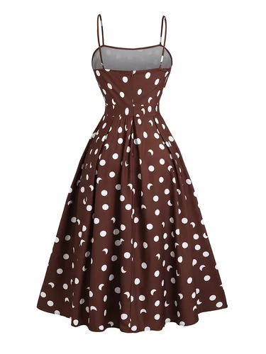 Imagen 2 del producto Vestido medio y largo elegante con tirantes de lunares para mujer, moda europea y americana, talla grande