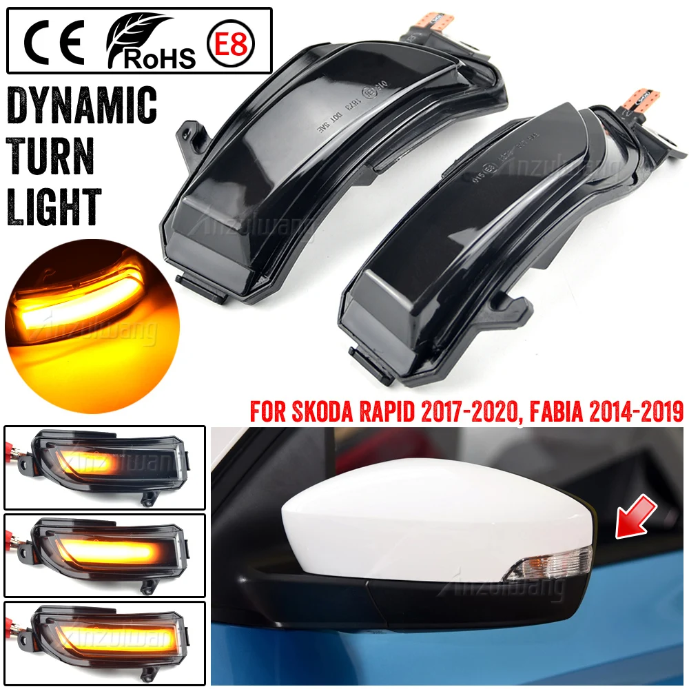 

LED Dynamic Turn Signal Flashing Light For Skoda Fabia 2014-2019 Rapid 2017-2020 Side Rear-View Mirror Indicator Blinker