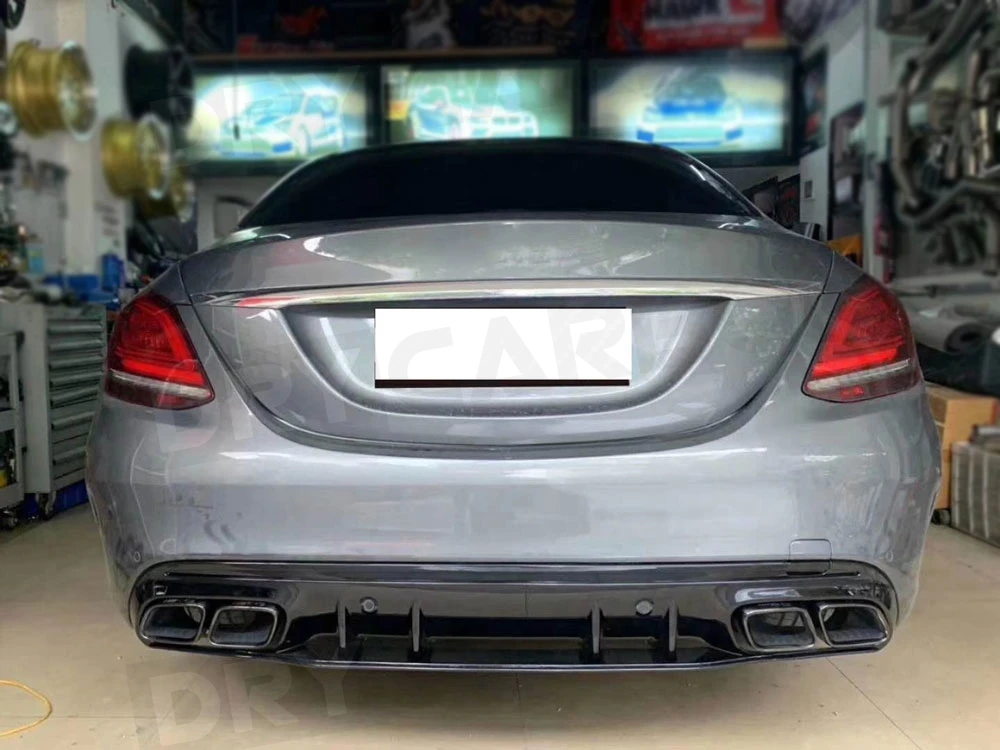 

Rear Lip Diffuser Spoiler with Exhaust Tips for Benz C Class W205 C205 C43 C63 AMG 2015-2020 ABS Bumper Aprons Car Styling