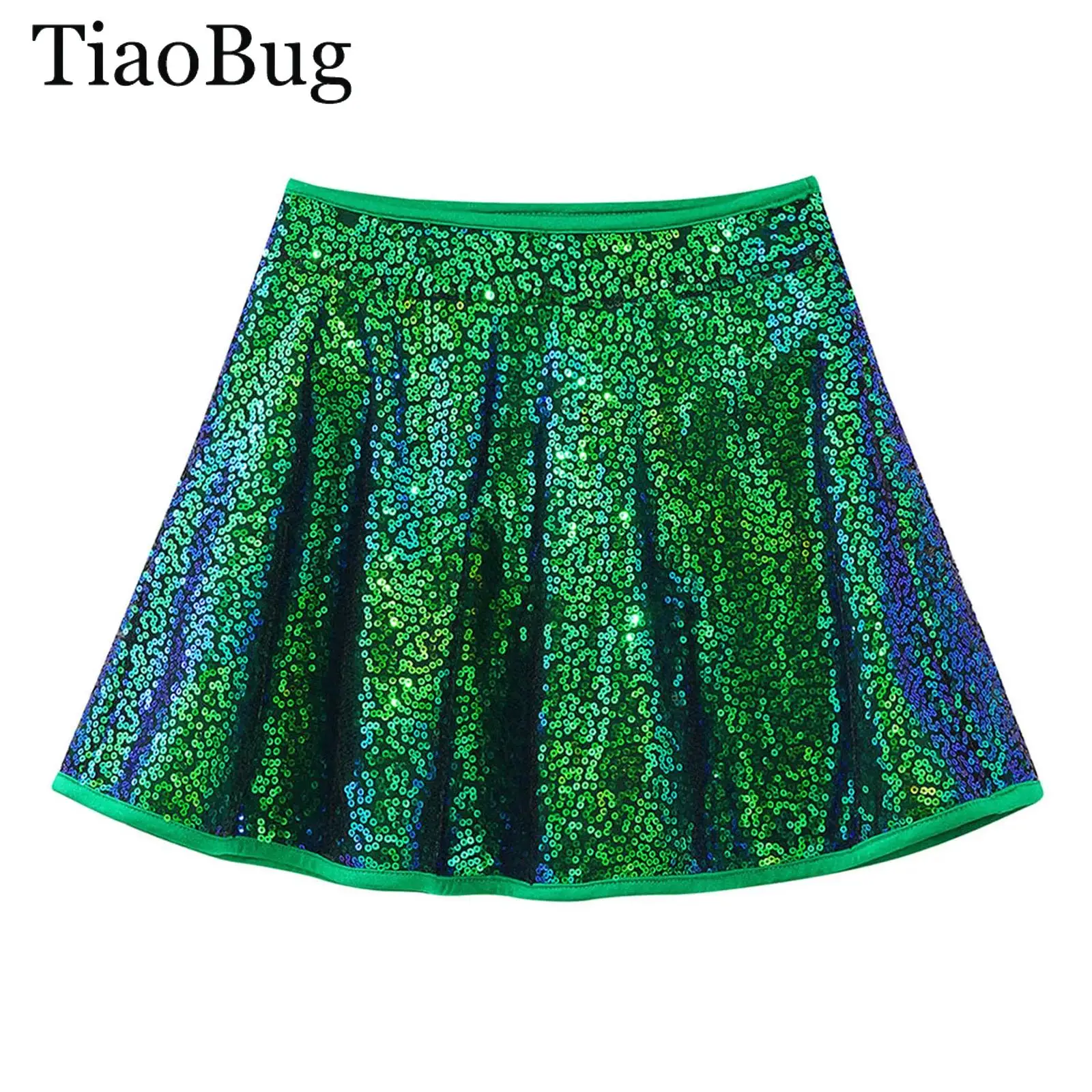 

Sparkly Sequins Ballet Jazz Hip Hop Dance Top Short Sleeve Mesh Sequin Dance Crop Top And Skirt Ice Skating Cheerleading Clothes