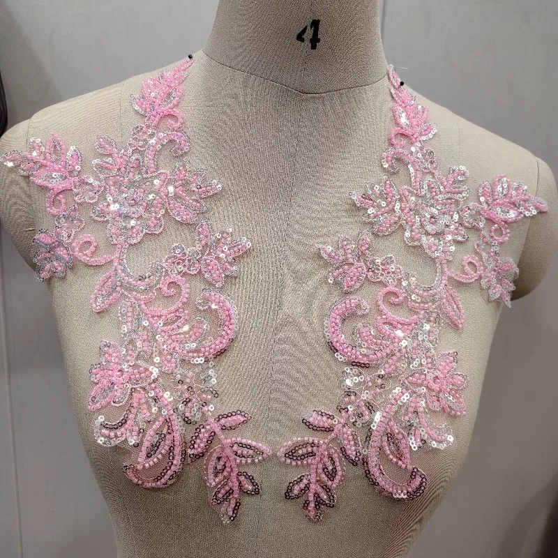 

4 Pieces, Multi-color Nail Embroidery, Flower Lace Mesh Fabric, Flower Handmade Wedding Dress Decoration, Clothing Accessories