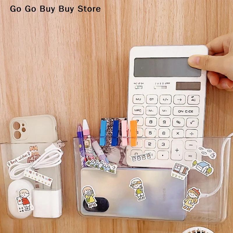 Transparente Wandmontierte Aufbewahrungsbox Haushalt Wohnzimmer Klimaanlagen-Fernbedienung Nachttisch Handy-Aufbewahrung Organizer Box