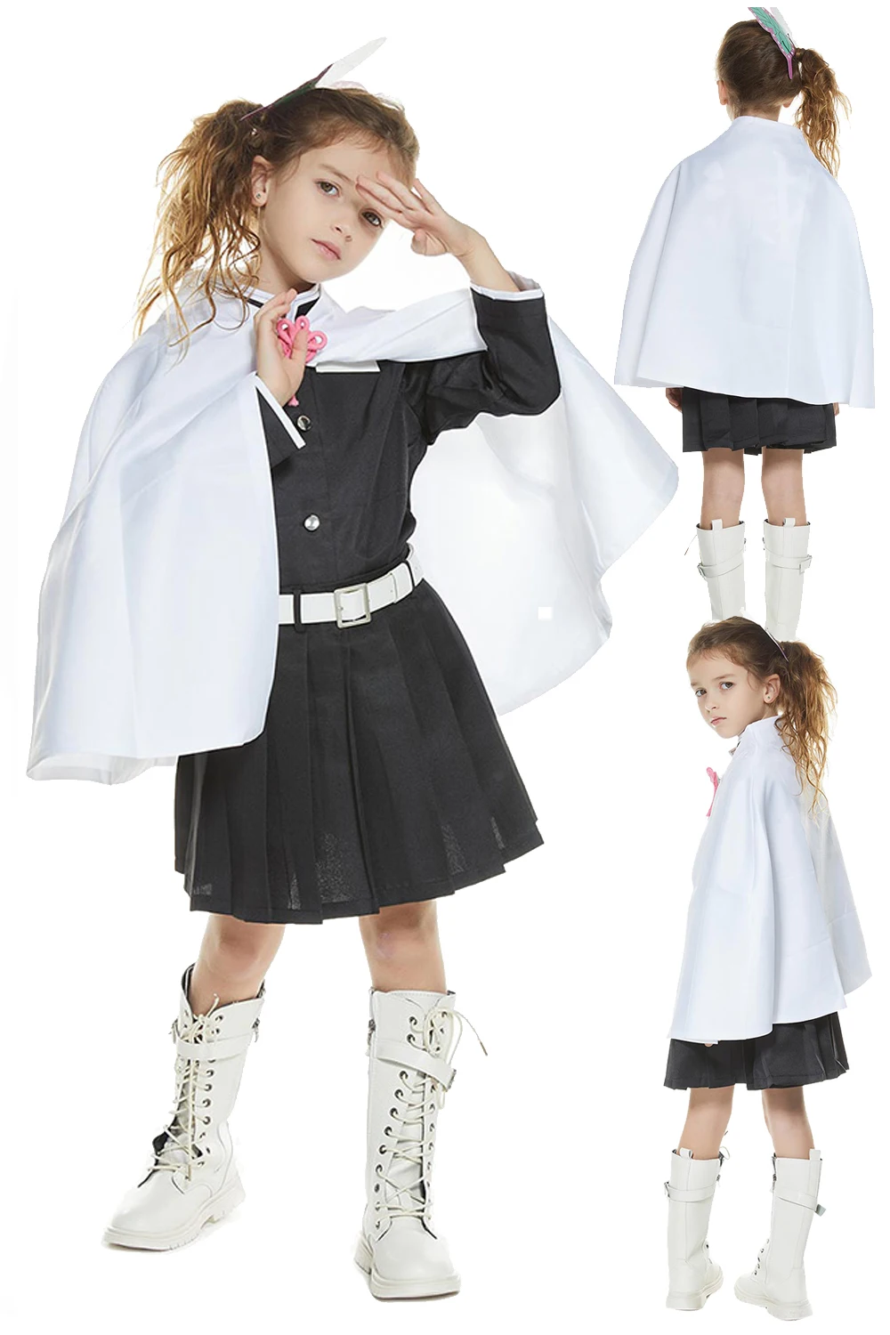 Tsuyuri Kanawo Kids Fantasia Anime Devil killer Costume Girl Roleplay Fantasy Halloween Carnival Party Clothes mantello