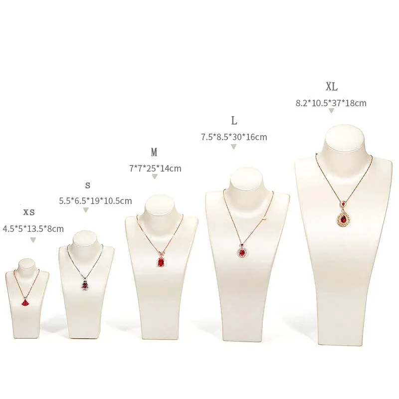 Dudukan Pajangan Perhiasan Model Dada Leher Potret Kulit PU untuk Rak Liontin Kalung, Alat Peraga Foto & Organizer Pajangan Toko