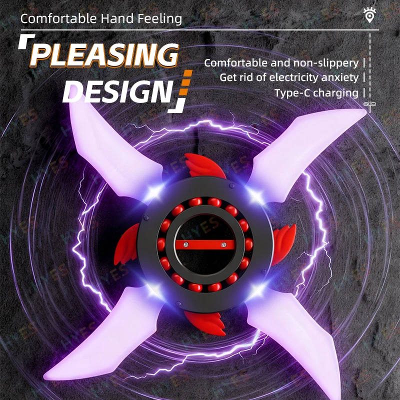 HYES Leuchtendes Schwert mit vier Klingen, leuchtendes Shuriken-Spin-Lichtschwert mit mehrfarbig wechselnder LED-Cosplay-Leuchtspielzeugschwerter