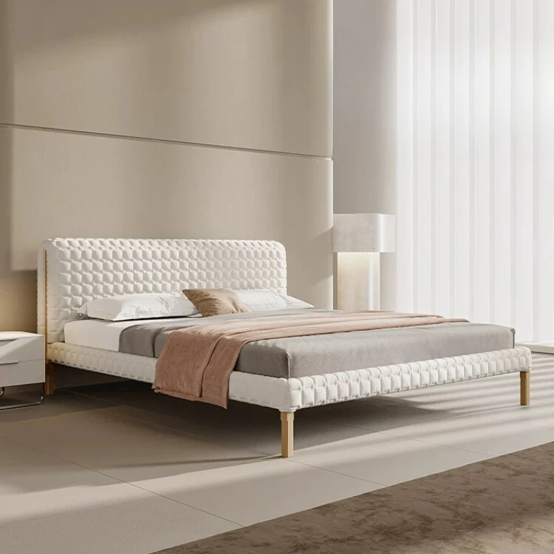 

Modern simple fabric Cream wind master bedroom big New double cloth 1.8 meters soft bag wedding