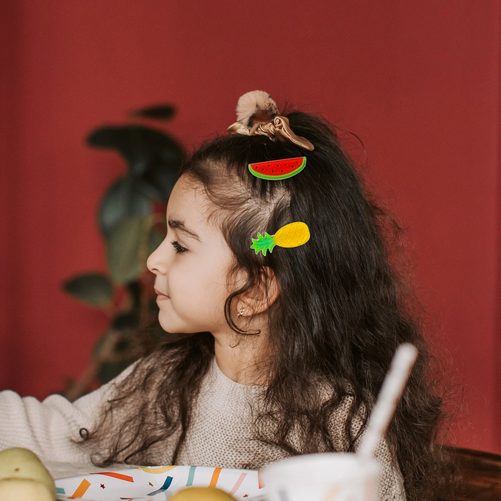 

7 Pieces Fruit Vegetable Hairpins Watermelon Carrot Acrylic Clips Women Bangs Side Hair Decorations Lightweight Fashionable