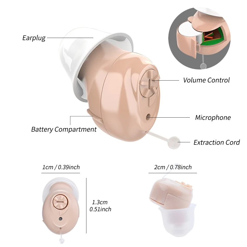 CIC Hearing Device Super Mini Ear Hearing Aid Sound Amplifier Hearing Aids Digital Hearing Amplifier for The Elderly Audifonos