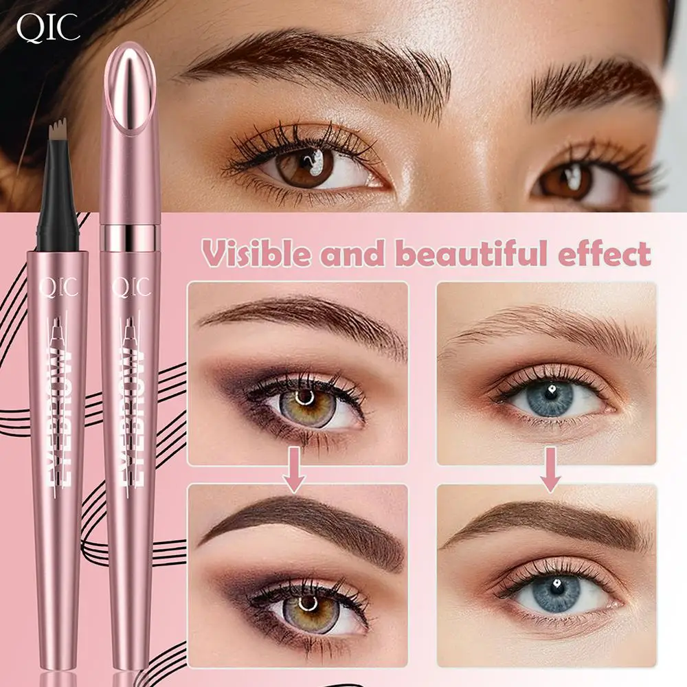 ปากกาเขียนคิ้ว Microblading กันน้ํา - 4 หัวแยก, แต่งหน้าคิ้วดูเป็นธรรมชาติใน 6 สีสําหรับทุกสภาพผิว U4D4