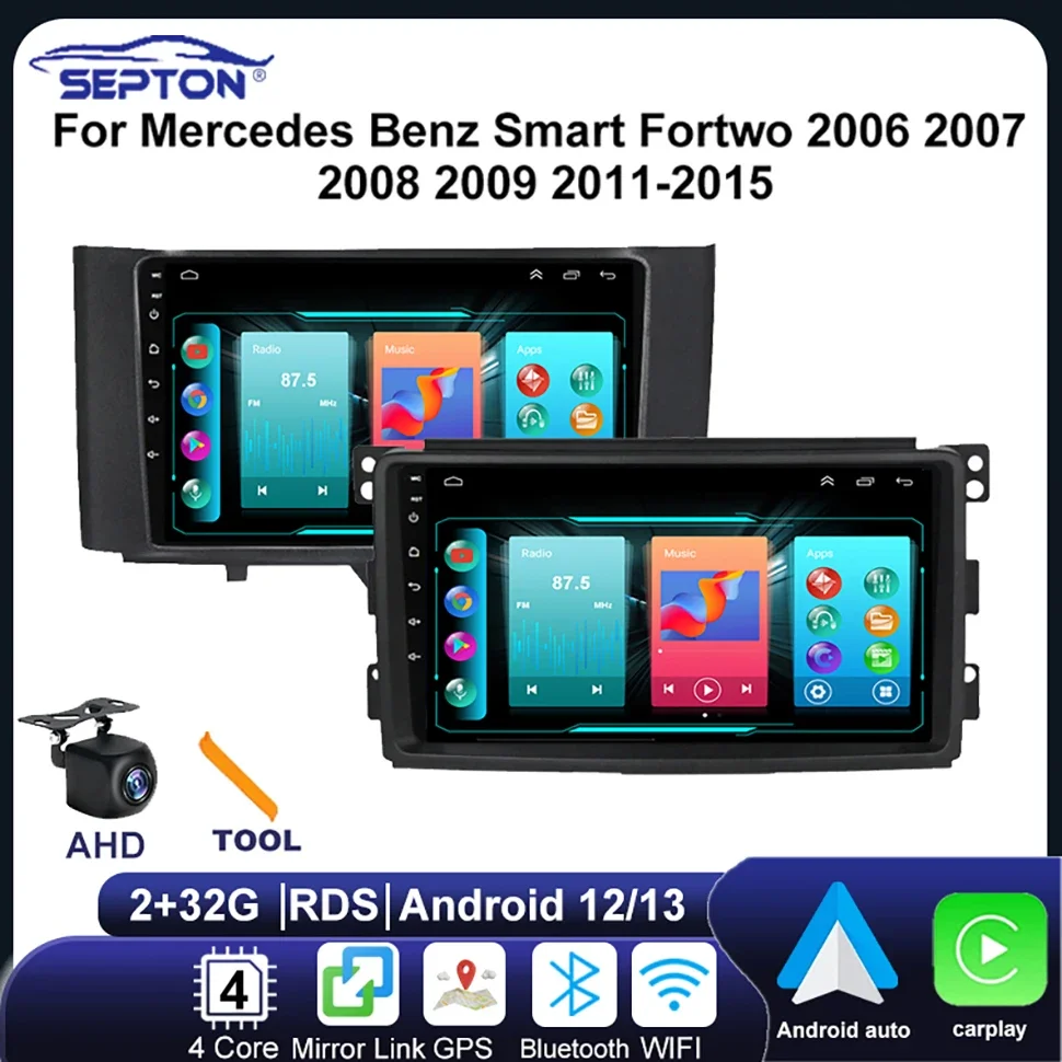 

Автомобильный радиоприемник SEPTON Carplay Android для Mercedes Benz Smart Fortwo 2006 2007 2008 2009 2011-2015 GPS, мультимедийный автомобильный радиоприемник