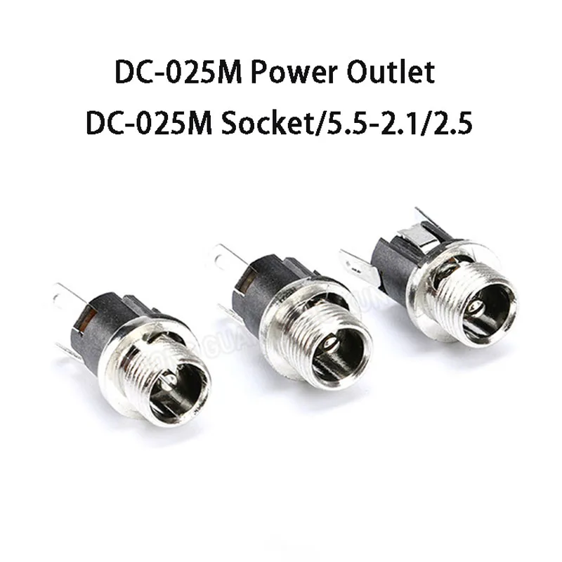 5/10/50Pcs Speaker DC Socket 5.5-2.1/2.5MM TV DC-025M Power Socket With Nuts And Washers