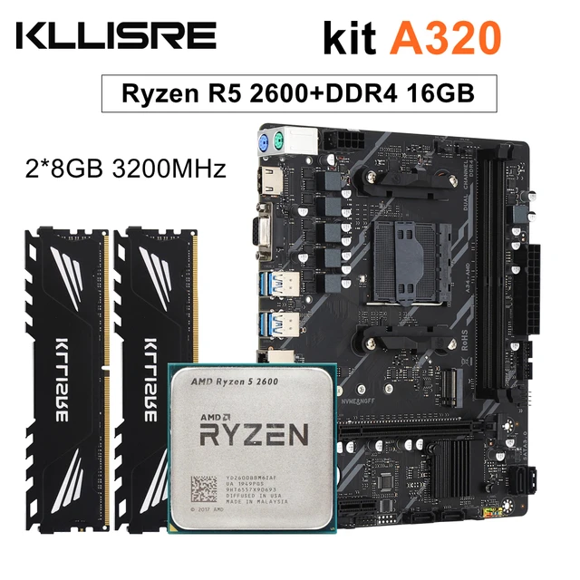 Kllisre A320 kit AMD Ryzen R5 2600 cpu DDR4 16GB 3200MHz memory a320m motherboard AliExpress 7