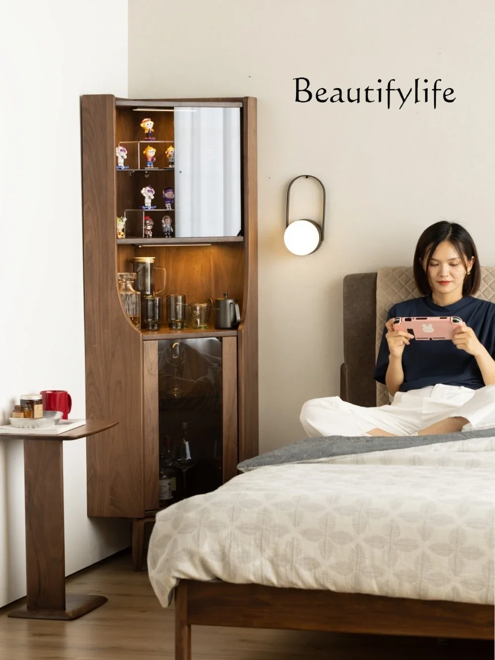 

X Северноамериканский угловой шкаф для хранения из черного ореха, угловой шкаф из цельного дерева, боковой шкаф для гостиной, столовой