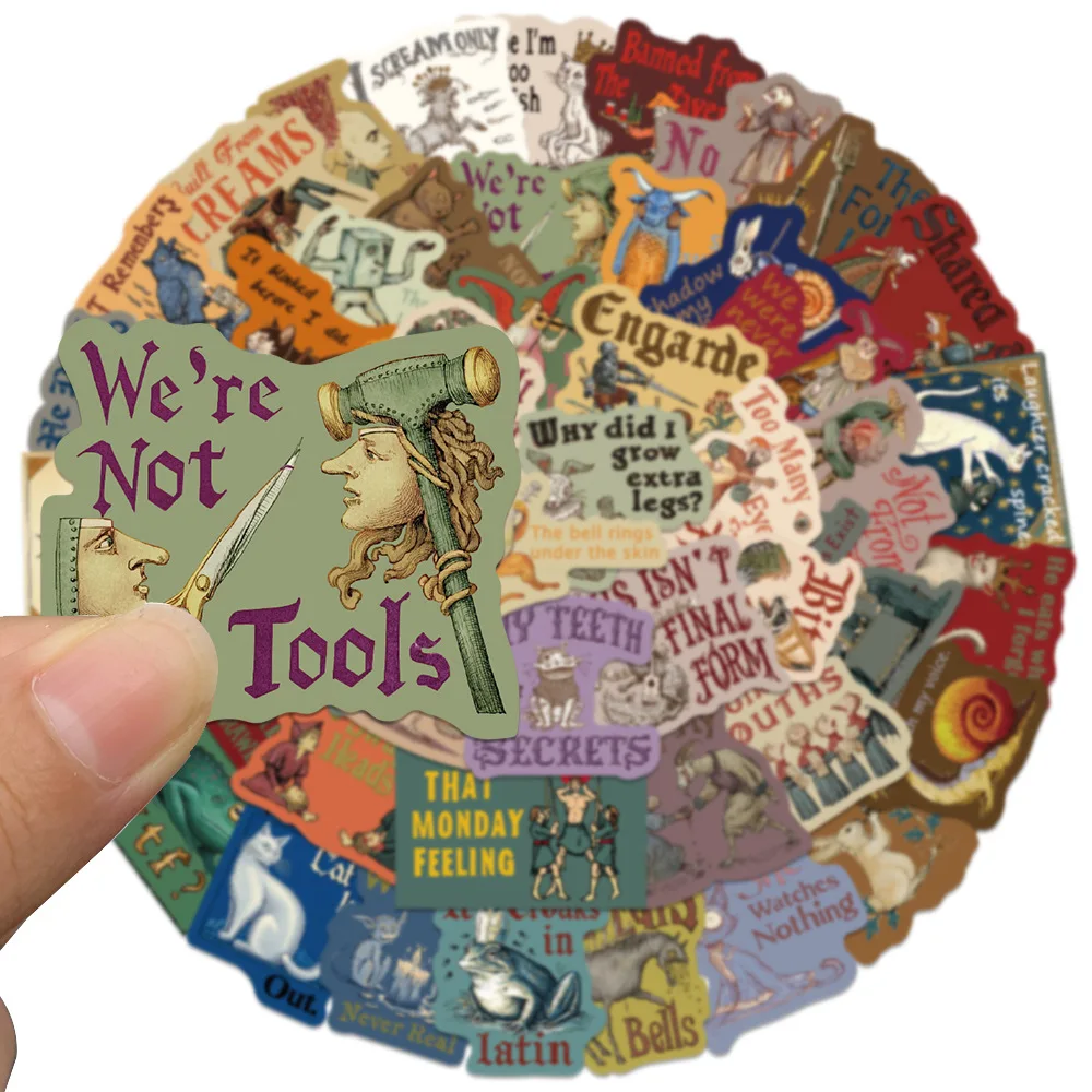 50 قطعة ملصقات القرون الوسطى مضحك خمر القرون الوسطى ميمي ملصقات صناعة يدوية سكرابوكينغ الهاتف الأمتعة الشارات مقاوم للماء