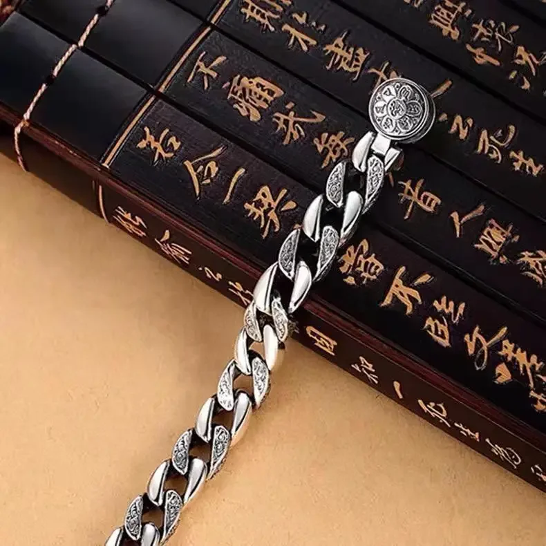 HX New Design Lucky Jinbao Paixiu Domineering Men\'s Handmade Silver Bracelet Retro Trend Bracelet  Fashion Jewelry Accessories