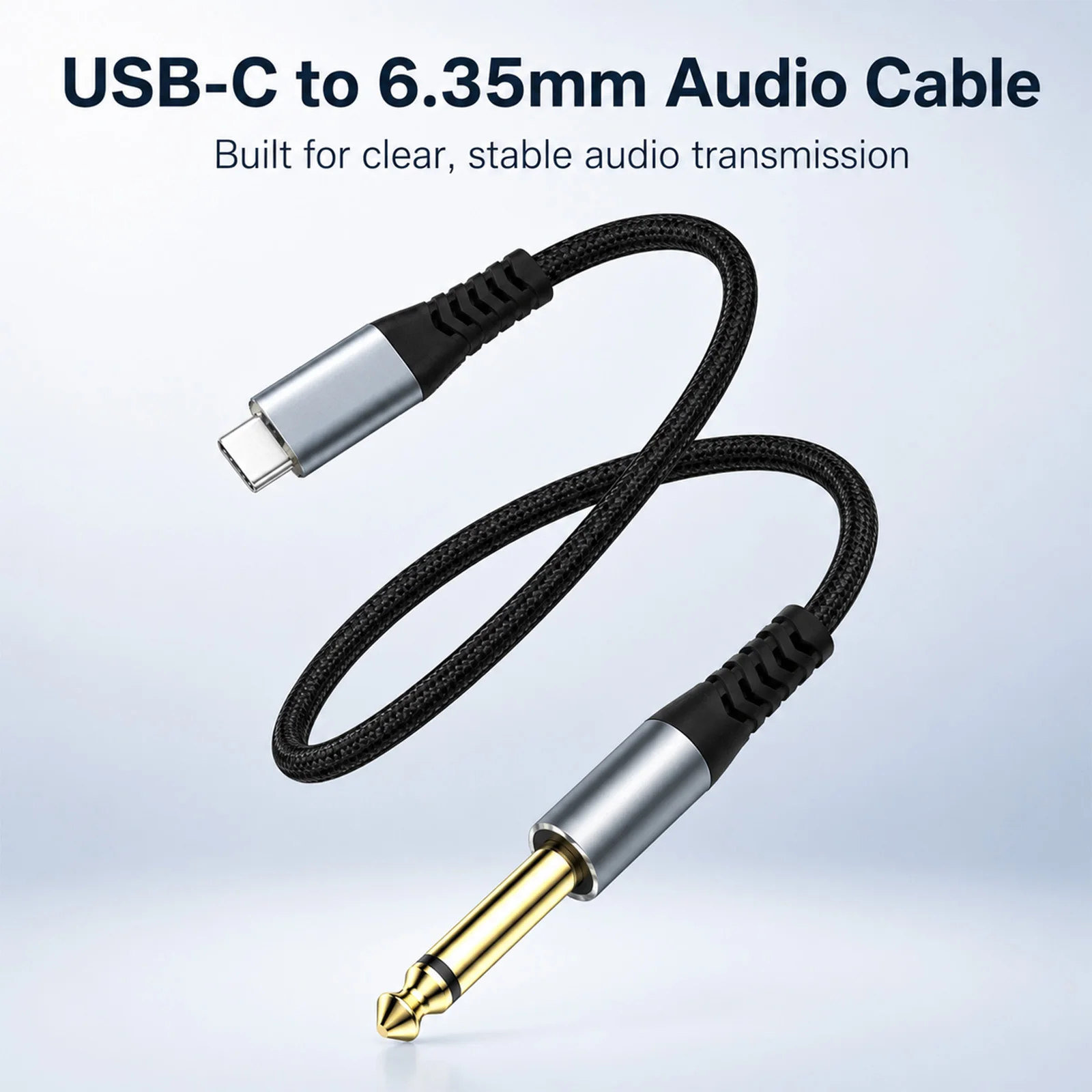 USB-C to 6.35mm 1/4 Inch TRS Guitar Audio Cable 16bit 48kHz Lossless Instrument Recording Cord for Type-C Phone Laptop