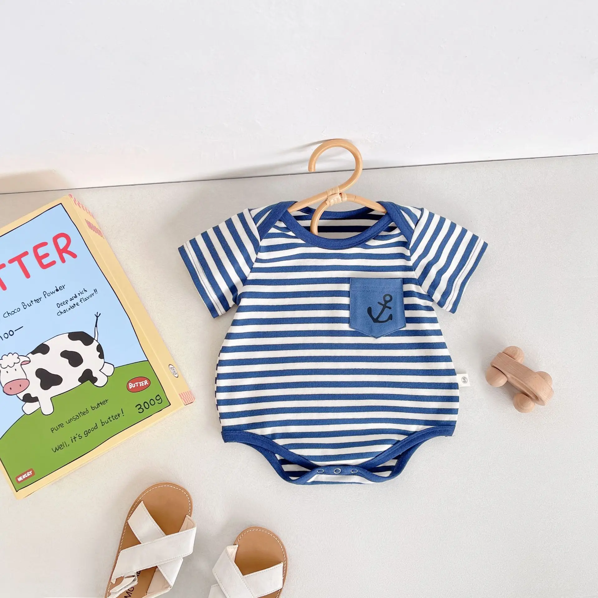

0-3years Sleeveless Onesie Summer Boys Girls Blue Cotton Jumpsuit Baby Sling Wrap Booty Top Triangle Harpy Crawler Clothing